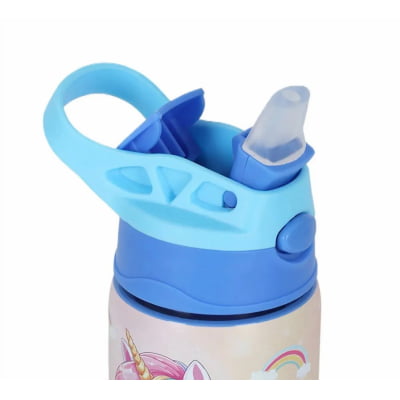 Garrafinha Infantil do Unicórnio Up4you Azul e Rosa Aço Inóx