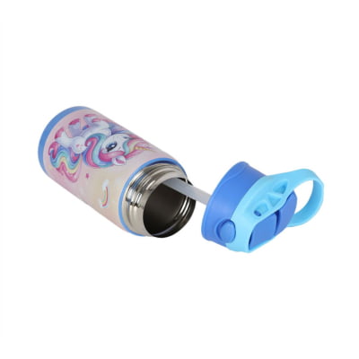 Garrafinha Infantil do Unicórnio Up4you Azul e Rosa Aço Inóx