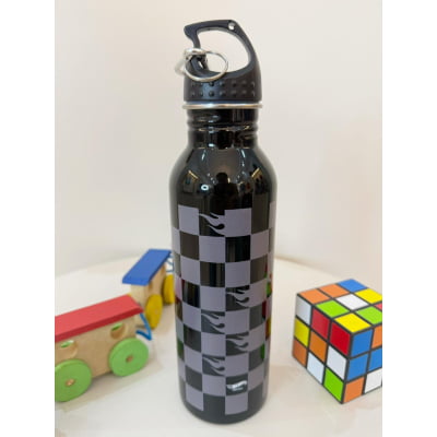 Garrafinha Inox Infantil Escolar Hotwheels Preta