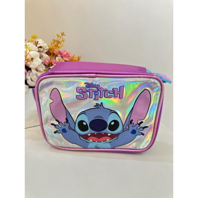 Kit Infantil Mochila rodinhas + Estojo da Lilo Stitch e Angel Roxo