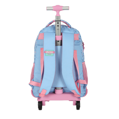 Kit Mochila C/ Rodinhas + Estojo da Lilo Stitch e Angel Rosa