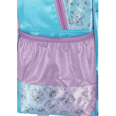 Kit Mochila C/ Rodinhas + Lancheira Lilo Stitch e Angel Azul e Lilás