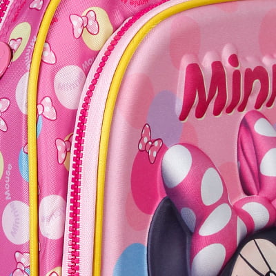 Kit Mochila Costas Tam.16 e Lancheira Térmica Infantil da Minnie Rosa Colorida