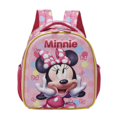 Kit Mochila Costas Tam.16 e Lancheira Térmica Infantil da Minnie Rosa Colorida