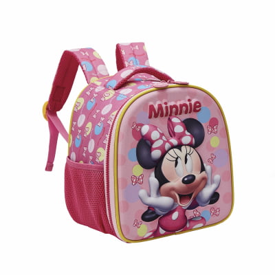 Kit Mochila Costas Tam.16 e Lancheira Térmica Infantil da Minnie Rosa Colorida