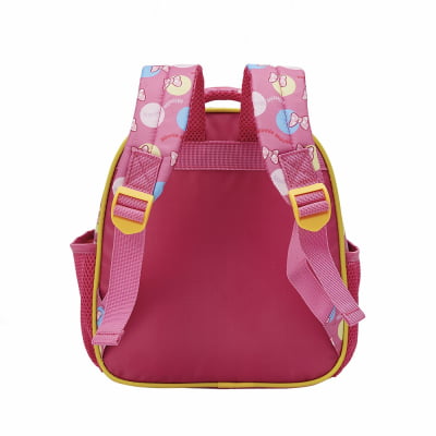 Kit Mochila Costas Tam.16 + Lancheira Térmica e Estojo Duplo Infantil da Minnie Rosa Colorida