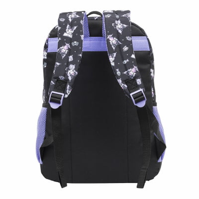 Kit Mochila de Costas Escolar 43cm e Estojo Duplo Juvenil Kuromi College