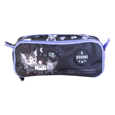 Kit Mochila de Costas Escolar 43cm e Estojo Duplo Juvenil Kuromi College
