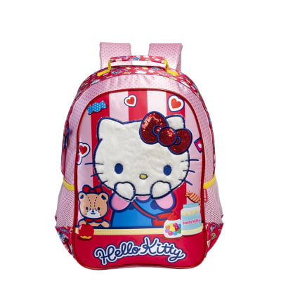 Kit Mochila de Costas Escolar + Lancheira da Hello Kitty
