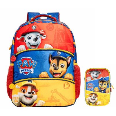 Kit Mochila de Costas Escolar Tam. 14 e Estojo Box da Patrulha Canina SE
