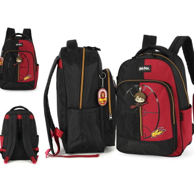 Kit Mochila de Costas + Estojo Box do Harry Potter Quadribol da Grifinória