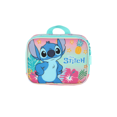 Kit Mochila De Costas Grande Reforçada + Lancheira da Lilo Stitch e Angel Rosa