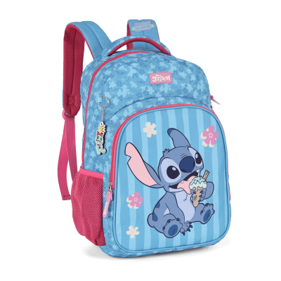 Kit Mochila De Costas + Lancheira Térmica + Estojo Box da Lilo Stitch e Angel Pink