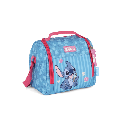 Kit Mochila De Costas + Lancheira Térmica + Estojo Box da Lilo Stitch e Angel Pink