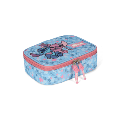 Kit Mochila De Costas +Lancheira Térmica + Estojo Box da Lilo Stitch e Angel Rosa
