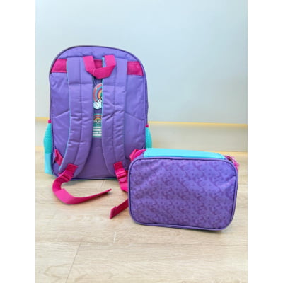 Kit Mochila de Costas Média + Estojo Box Holográfica da Sereia C/ Paetê