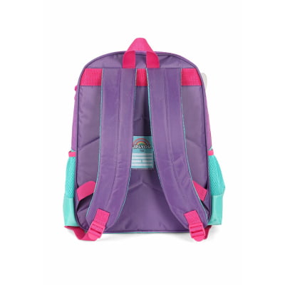 Kit Mochila de Costas Média + Estojo Triplo Infantil Holográfica Sereia C/ Paetê