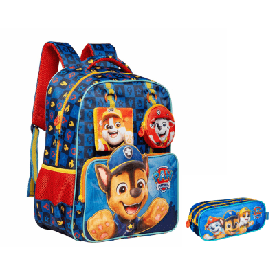 Kit Mochila de Costas Tam. 16 e Estojo Duplo Escolar da Patrulha Canina Y