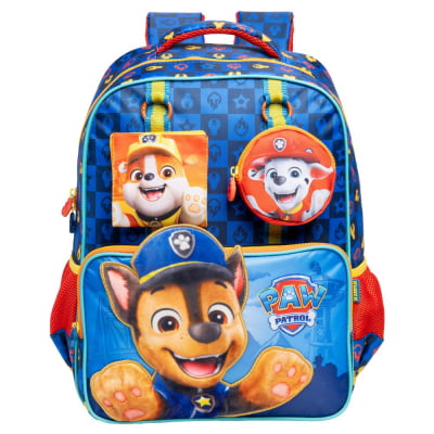 Kit Mochila de Costas Tam. 16 + Lancheira Térmica e Estojo Duplo Escolar da Patrulha Canina Y