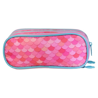 Kit Mochila de Costas Tam. 17  e Estojo Triplo Tween Sereia On My Way!