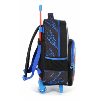 Kit Mochila De Rodinha E Costas + Estojo Box do Hot Wheels Designed For Speed Azul