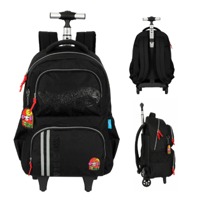 Kit Mochila De Rodinha E Costas + Estojo Box do Hot Wheels Skate Cinza