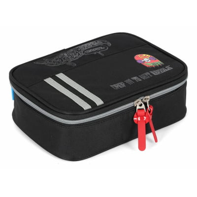 Kit Mochila De Rodinha E Costas + Estojo Box do Hot Wheels Skate Cinza