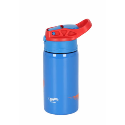 Kit Mochila De Rodinha E Costas + Garrafinha Em Aço Inóx Hot Wheels Designed For Speed Azul