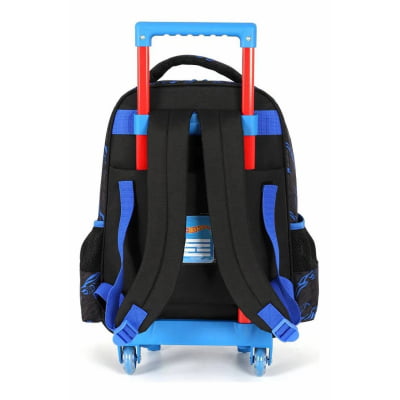 Kit Mochila De Rodinha E Costas + Lancheira Térmica + Estojo Box do Hot Wheels Designed For Speed Azul