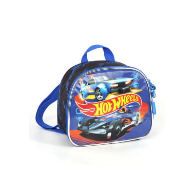 Kit Mochila De Rodinha E Costas + Lancheira Térmica + Estojo Box do Hot Wheels Designed For Speed Azul
