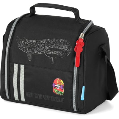 Kit Mochila De Rodinha E Costas + Lancheira Térmica + Estojo Box do Hot Wheels Skate Cinza