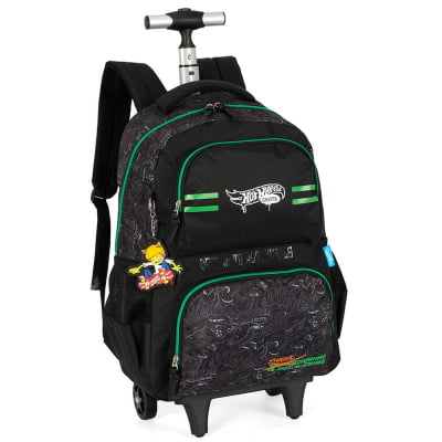 Kit Mochila De Rodinha E Costas + Lancheira Térmica + Estojo Triplo do Hot Wheels Skate