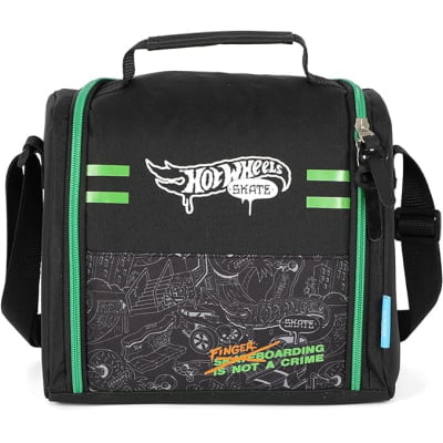 Kit Mochila De Rodinha E Costas + Lancheira Térmica + Estojo Triplo do Hot Wheels Skate