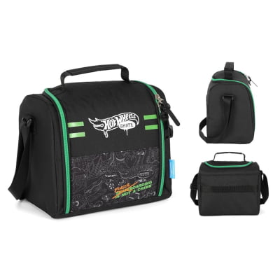 Kit Mochila De Rodinha E Costas + Lancheira Térmica + Estojo Triplo do Hot Wheels Skate