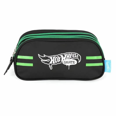 Kit Mochila De Rodinha E Costas + Lancheira Térmica + Estojo Triplo do Hot Wheels Skate