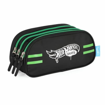 Kit Mochila De Rodinha E Costas + Lancheira Térmica + Estojo Triplo do Hot Wheels Skate