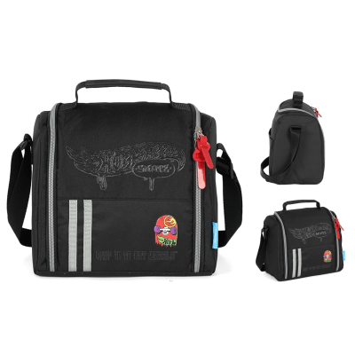 Kit Mochila De Rodinha E Costas + Lancheira Térmica + Estojo Triplo do Hot Wheels Skate Cinza