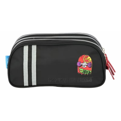 Kit Mochila De Rodinha E Costas + Lancheira Térmica + Estojo Triplo do Hot Wheels Skate Cinza