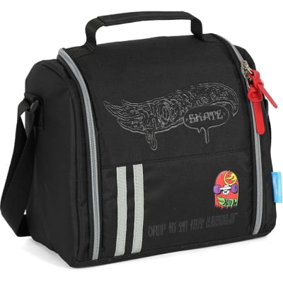 Kit Mochila De Rodinha E Costas + Lancheira Térmica + Estojo Triplo do Hot Wheels Skate Cinza