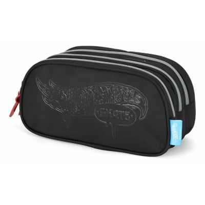 Kit Mochila De Rodinha E Costas + Lancheira Térmica + Estojo Triplo do Hot Wheels Skate Cinza