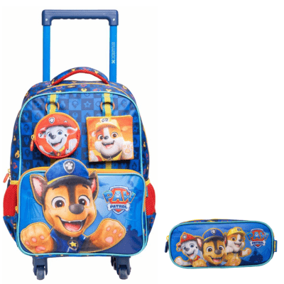 Kit Mochila de Rodinha Escolar Tam.16 - 4 Rodinhas + Estojo Duplo da Patrulha Canina Kit Mochila de Rodinha Escolar Tam.16 - 4 Rodinhas + Estojo Duplo da Patrulha Canina
