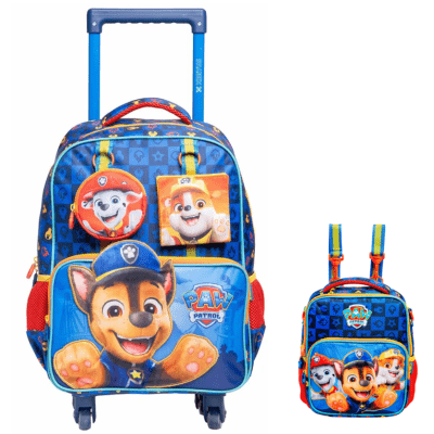 Kit Mochila de Rodinha Escolar  Tam.16 - 4 Rodinhas + Lancheira da Patrulha Canina