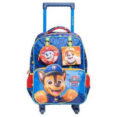 Kit Mochila de Rodinha Escolar  Tam.16 - 4 Rodinhas + Lancheira da Patrulha Canina