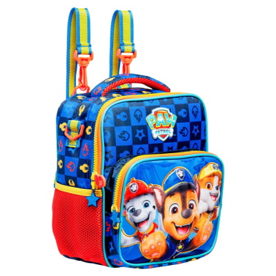 Kit Mochila de Rodinha Escolar  Tam.16 - 4 Rodinhas + Lancheira + Estojo Duploda Patrulha Canina