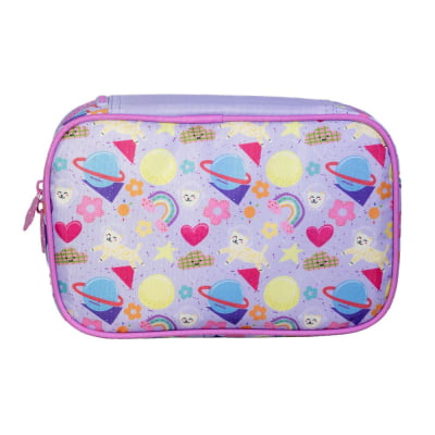 Kit Mochila de Rodinhas 17 Alças e Estojo Box Tween Cosmic Cat On My Way!