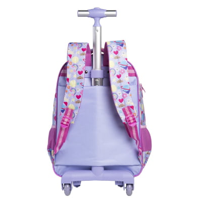 Kit Mochila de Rodinhas 17 Alças e Lancheira Térmica Tween Cosmic Cat On My Way!