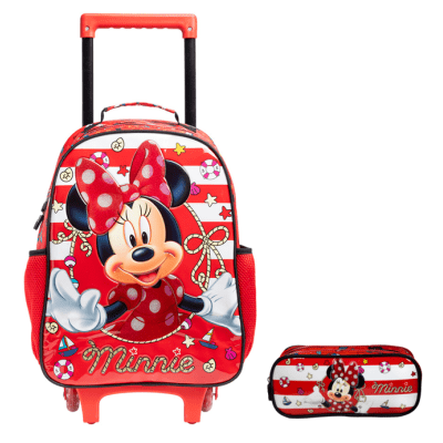 Kit Mochila de Rodinhas Escolar da Minnie X Tam.16 + Estojo Duplo Kit Mochila de Rodinhas Escolar da Minnie X Tam.16 + Estojo Duplo