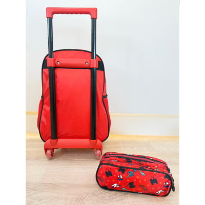 Kit Mochila de Rodinhas Escolar da Minnie X Tam.16 + Estojo Duplo