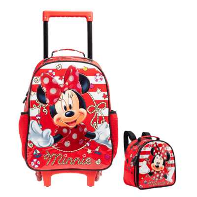Kit Mochila de Rodinhas Escolar da Minnie X Tam.16 + Lancheira Kit Mochila de Rodinhas Escolar da Minnie X Tam.16 + Lancheira