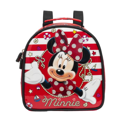 Kit Mochila de Rodinhas Escolar da Minnie X Tam.16 + Lancheira + Estojo Duplo